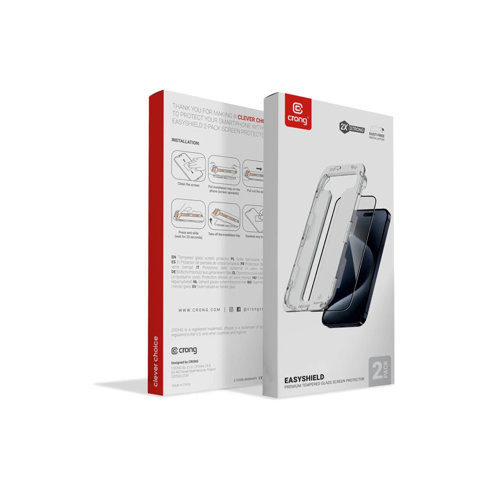 Szkło hartowane Crong EasyShield Apple iPhone 15 Pro Max [2 PACK]