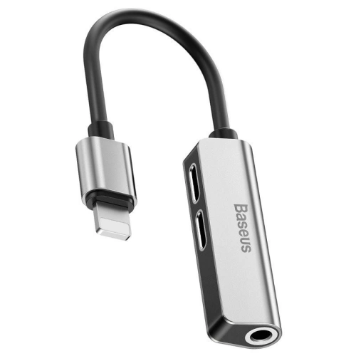 Kup Adapter Audio Baseus L52 Lightning do Mini Jack 3.5mm i 2x Lightning (srebrny) - BSU690SLV - {ean13} - Sklep Home Screen