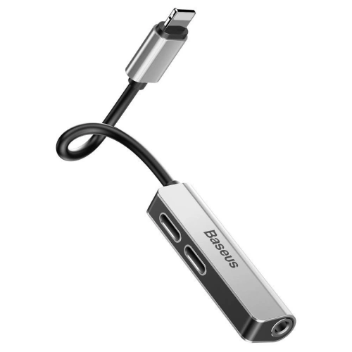 Kup Adapter Audio Baseus L52 Lightning do Mini Jack 3.5mm i 2x Lightning (srebrny) - BSU690SLV - {ean13} - Sklep Home Screen
