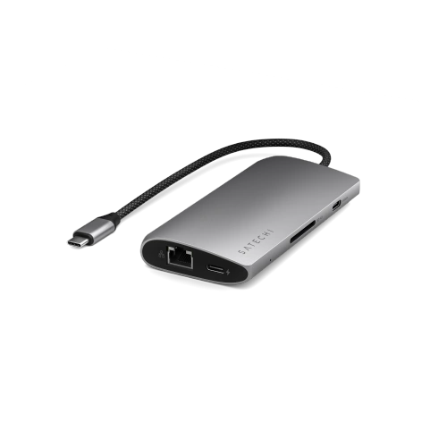 Kup Adapter Satechi USB-C Multiport 8K USB-C / USB-C, HDMI, 3xUSB-A 3.2 Gen 2 10Gbps, USB-A 3.2 Gen 1 5Gbps, SD/TF space gray - STH137 - {ean13} - Sklep Home Screen
