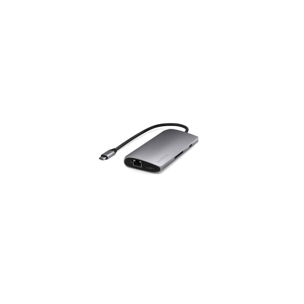 Adapter Satechi USB-C Multiport 8K USB-C / USB-C, HDMI, 3xUSB-A 3.2 Gen 2 10Gbps, USB-A 3.2 Gen 1 5Gbps, SD/TF space gray