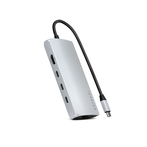 Kup Adapter Satechi USB-C Multiport 8K USB-C / USB-C, HDMI, 3xUSB-A 3.2 Gen 2 10Gbps, USB-A 3.2 Gen 1 5Gbps, SD/TF argintiu - STH138 - {ean13} - Sklep Home Screen