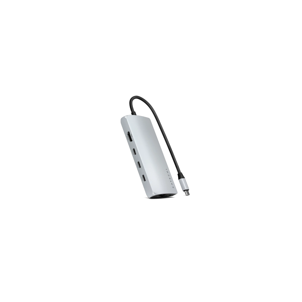 Adapter Satechi USB-C Multiport 8K USB-C / USB-C, HDMI, 3xUSB-A 3.2 Gen 2 10Gbps, USB-A 3.2 Gen 1 5Gbps, SD/TF silver