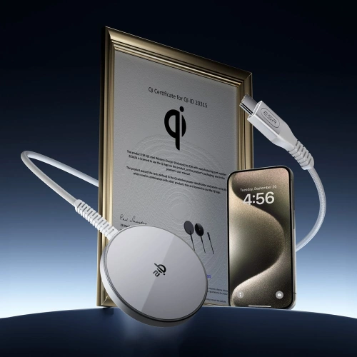 Kup Ładowarka indukcyjna ESR HaloLock QI2 Mini Magnetic MagSafe wireless charger 15W Silver - ESR814 - {ean13} - Sklep Home Screen