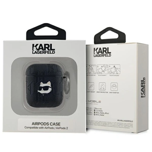 Kup Etui Karl Lagerfeld KLA2PGCHPK Apple AirPods 1/2 cover Monogram Choupette Head negru/black - KLD2033 - {ean13} - Sklep Home Screen