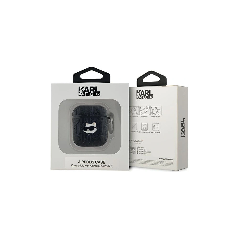 Etui Karl Lagerfeld KLA2PGCHPK Apple AirPods 1/2 cover Monogram Choupette Head czarny/black