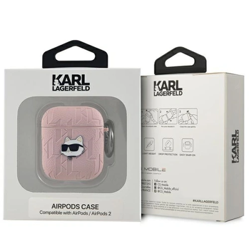 Kup Etui Karl Lagerfeld KLA2PGCHPP Apple AirPods 1/2 borító Monogram Choupette Head rózsaszín/pink - KLD2034 - {ean13} - Sklep Home Screen