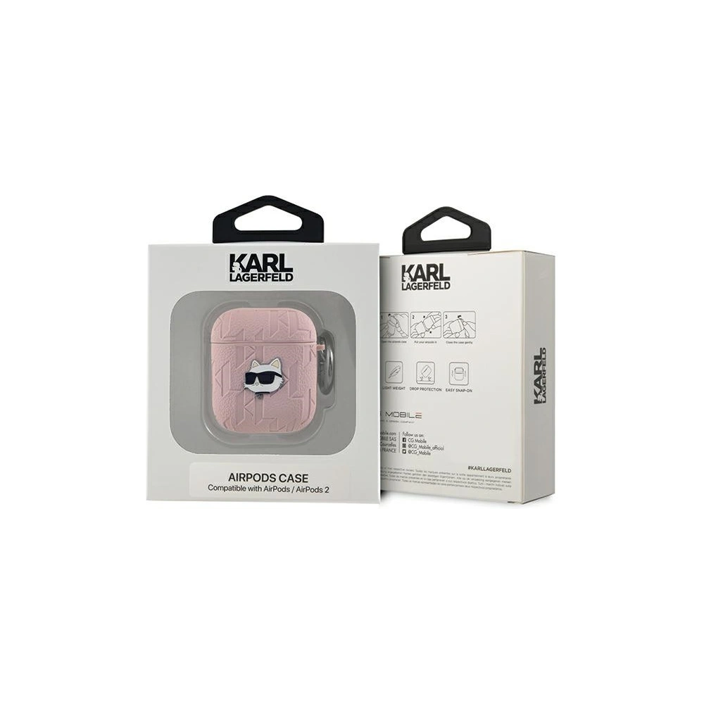 Etui Karl Lagerfeld KLA2PGCHPP Apple AirPods 1/2 cover Monogram Choupette Head różowy/pink
