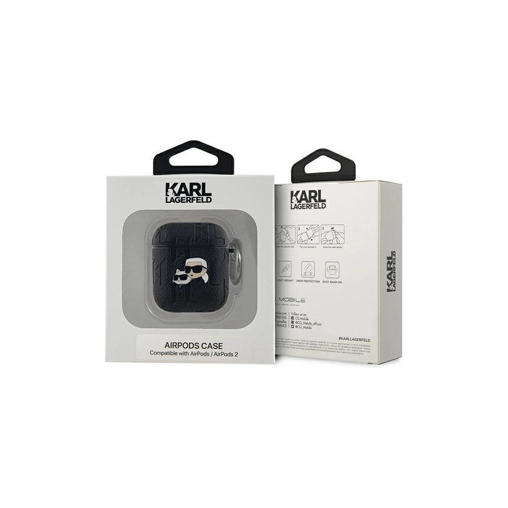 Etui Karl Lagerfeld KLA2PGKCPK Apple AirPods 1/2 cover Monogram Karl & Choupette Head czarny/black