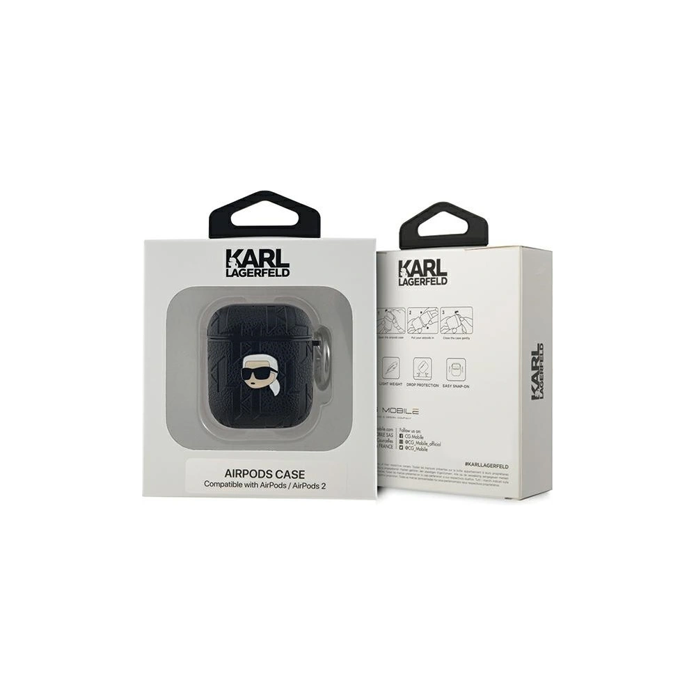 Etui Karl Lagerfeld KLA2PGKIPK Apple AirPods 1/2 cover Monogram Karl Head czarny/black
