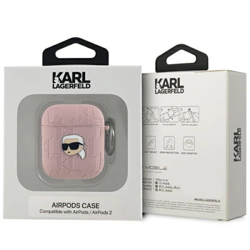 Kup Etui Karl Lagerfeld KLA2PGKIPP Apple AirPods 1/2 cover Monogram Karl Head różowy/pink - KLD2038 - {ean13} - Sklep Home Screen