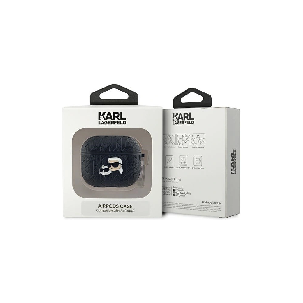 Etui Karl Lagerfeld KLA3PGKCPK Apple AirPods 3 cover Monogram Karl & Choupette Head czarny/black