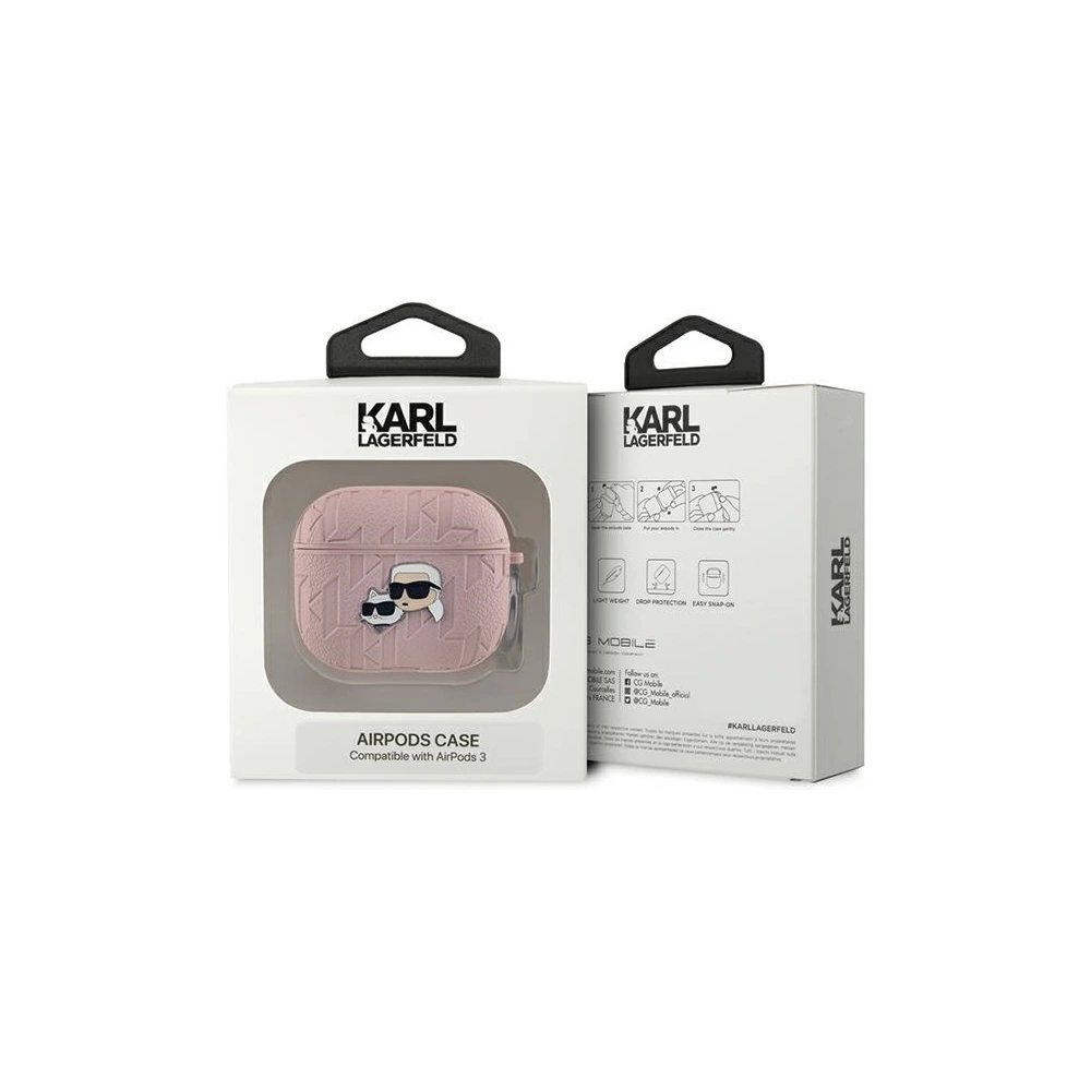 Etui Karl Lagerfeld KLA3PGKCPP Apple AirPods 3 cover Monogram Karl & Choupette Head różowy/pink