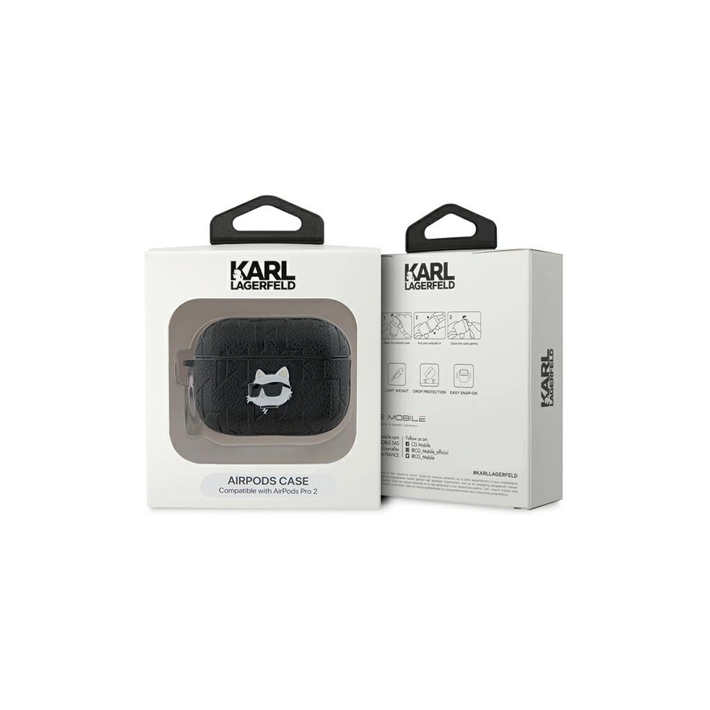 Etui Karl Lagerfeld KLAP2PGCHPK Apple AirPods Pro (2. generacji) cover Monogram Choupette Head czarny/black