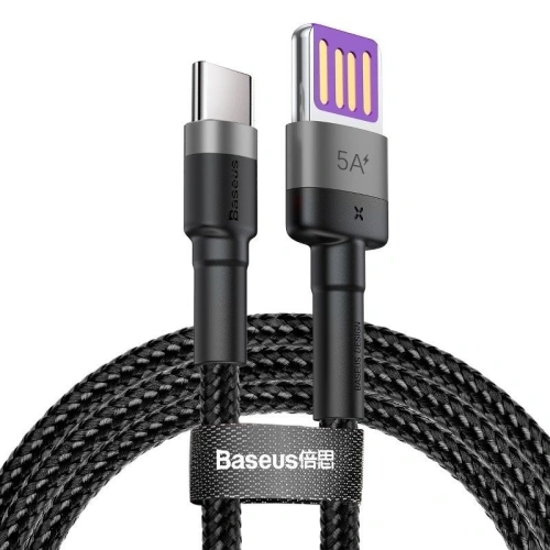 Kup Kabel USB-C Baseus Cafule Huawei SuperCharge, QC 3.0, 5A 1m (černá-šedá) - BSU693BLKGRY - {ean13} - Sklep Home Screen