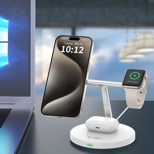 Kup Indukční nabíječka 3w1 Tech-Protect A35 QI 15W Magnetic Magsafe bezdrátová nabíječka + kabel USB-C / USB-C 100cm bílý - THP2852 - {ean13} - Sklep Home Screen