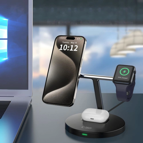 Kup Induktive Ladegerät 3w1 Tech-Protect A35 QI 15W Magnetisches Magsafe Wireless Charger + USB-C / USB-C Kabel 100cm schwarz - THP2853 - {ean13} - Sklep Home Screen