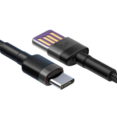 Kup USB-C kábel Baseus Cafule Huawei SuperCharge, QC 3.0, 5A 1m (fekete-szürke) - BSU693BLKGRY - {ean13} - Sklep Home Screen