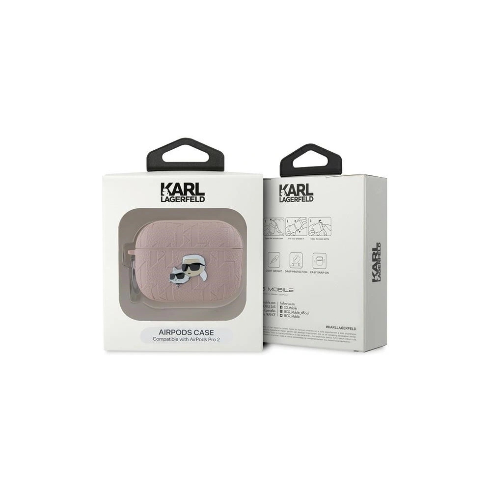 Etui Karl Lagerfeld KLAP2PGKCPP Apple AirPods Pro (2. generacji) cover Monogram Karl & Choupette Head różowy/pink