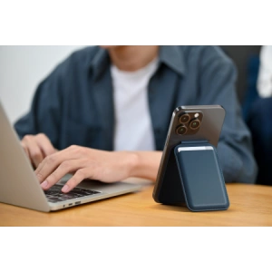 Kup Portfel s funkcí stojánku Satechi Vegan Leather Wallet Stand MagSafe pro iPhone (modrý) - STH140 - {ean13} - Sklep Home Screen