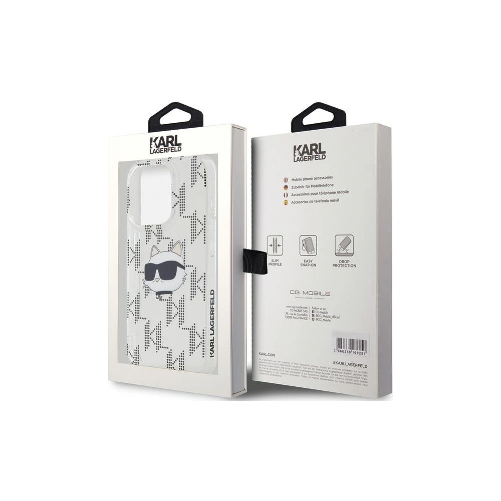 Etui Karl Lagerfeld KLHCP15LHKLPCHT Apple iPhone 15 Pro hardcase IML Choupette Head & Monogram transparent
