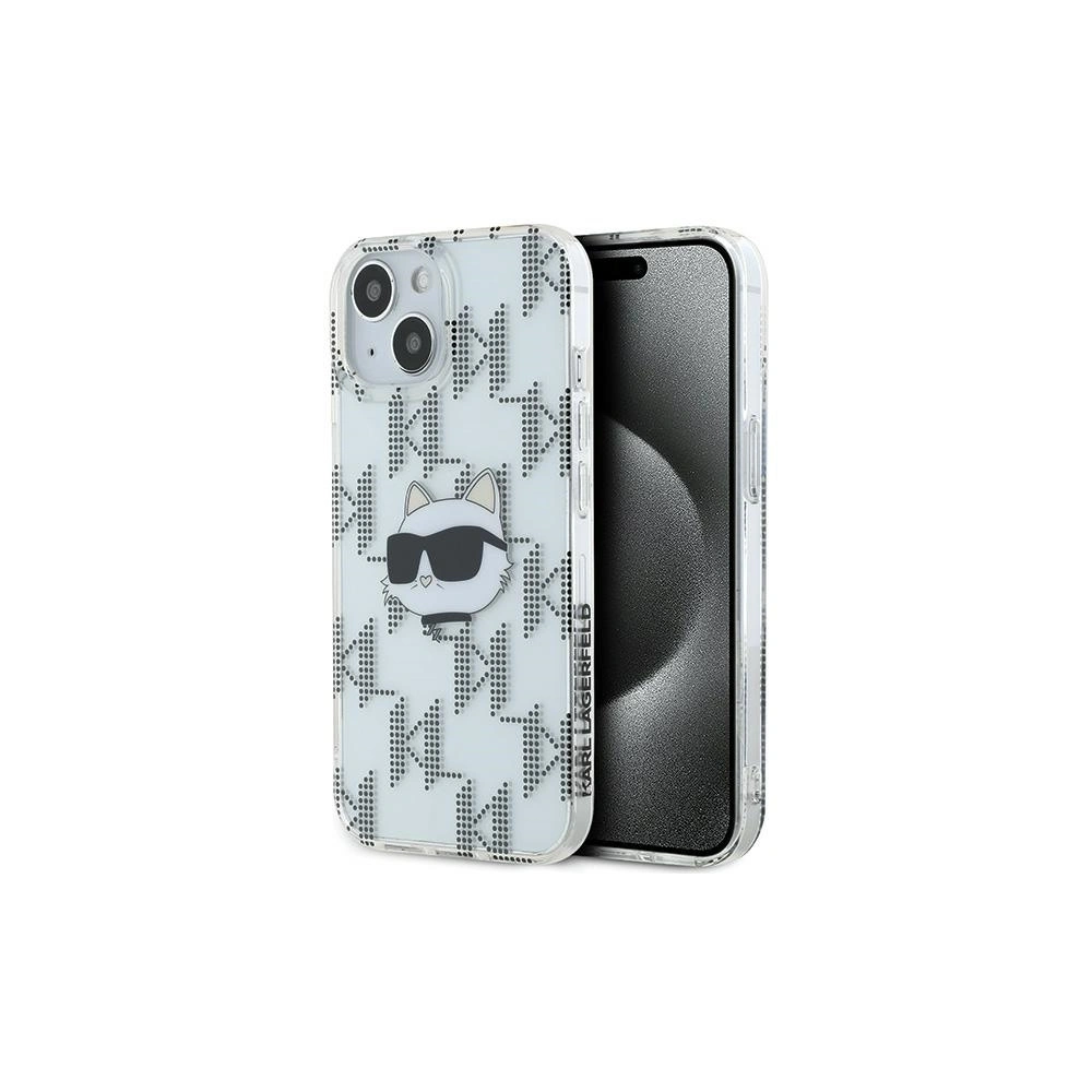 Etui Karl Lagerfeld KLHCP15SHKLPCHT Apple iPhone 15 / 14 / 13 hardcase IML Choupette Head & Monogram transparent