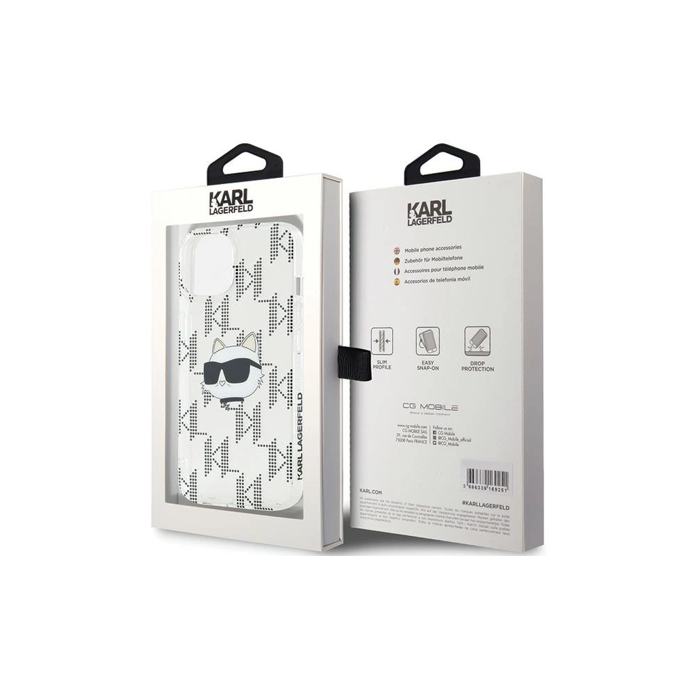 Etui Karl Lagerfeld KLHCP15SHKLPCHT Apple iPhone 15 / 14 / 13 hardcase IML Choupette Head & Monogram transparent