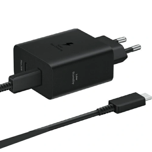 Kup Síťová nabíječka Samsung EP-T5020XBEGEU USB-C 25W, USB-C 50W PD + kabel USB-C / USB-C 5A 1.8m Super Fast Charge černá/black - SMG1108 - {ean13} - Sklep Home Screen