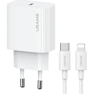 Kup Ładowarka sieciowa USAMS T65 US-CC226 USB-C PD 20W Fast Charging + kabel USB-C / Lightning 30W biały/white - USA1116 - {ean13} - Sklep Home Screen