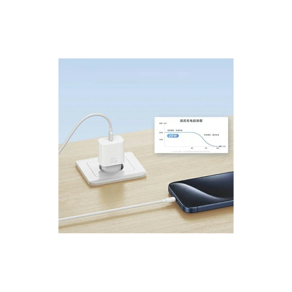 Ładowarka sieciowa USAMS T65 US-CC226 USB-C PD 20W Fast Charging + kabel USB-C / Lightning 30W biały/white