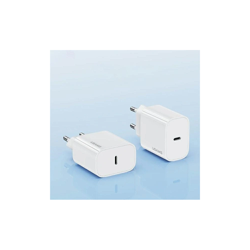 Ładowarka sieciowa USAMS T65 US-CC226 USB-C PD 20W Fast Charging + kabel USB-C / Lightning 30W biały/white
