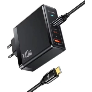 USAMS US-CC168 wall charger USB-A, 2xUSB-C T52 PD 140W Fast Charging + USB-C / USB-C cable 240W black