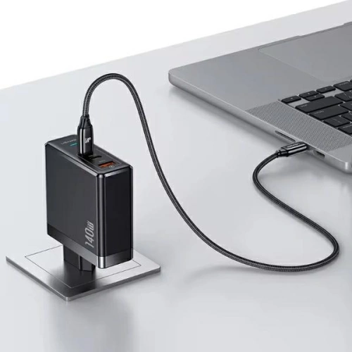 Kup USAMS US-CC168 Netzladegerät USB-A, 2xUSB-C T52 PD 140W Schnellladung + USB-C / USB-C Kabel 240W schwarz/black - USA1117 - {ean13} - Sklep Home Screen