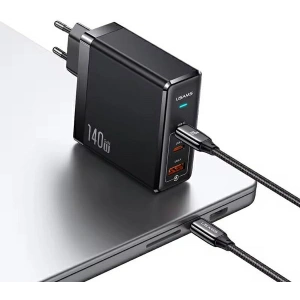 Ładowarka sieciowa USAMS US-CC168 USB-A, 2xUSB-C T52 PD 140W Fast Charging + kabel USB-C / USB-C 240W czarny/black