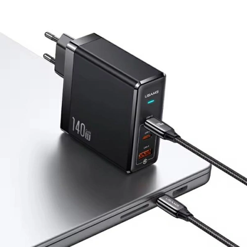 Kup USAMS US-CC168 Netzladegerät USB-A, 2xUSB-C T52 PD 140W Schnellladung + USB-C / USB-C Kabel 240W schwarz/black - USA1117 - {ean13} - Sklep Home Screen