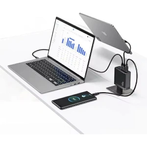 Ładowarka sieciowa USAMS US-CC168 USB-A, 2xUSB-C T52 PD 140W Fast Charging + kabel USB-C / USB-C 240W czarny/black