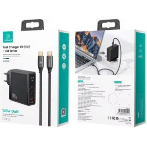 Ładowarka sieciowa USAMS US-CC168 USB-A, 2xUSB-C T52 PD 140W Fast Charging + kabel USB-C / USB-C 240W czarny/black
