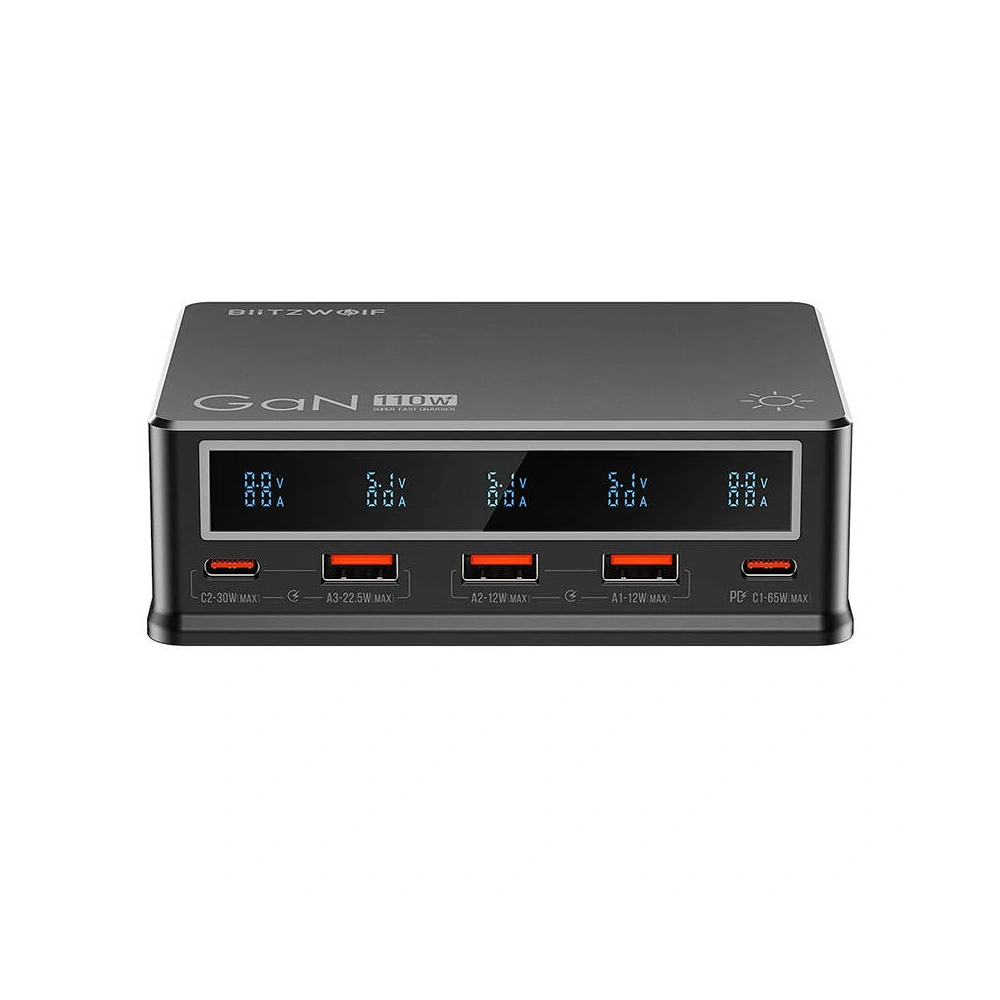 Ładowarka sieciowa Blitzwolf BW-i9 3xUSB-A, 2xUSB-C 110W PD czarna