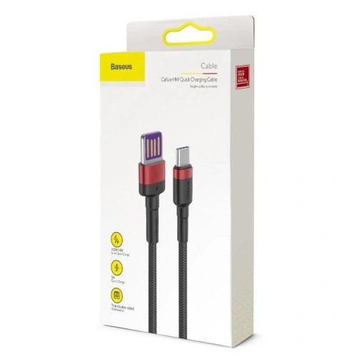 Kup USB-C kábel Baseus Cafule Huawei SuperCharge, QC 3.0, 5A 1m (fekete-piros) - BSU692BLKRED - {ean13} - Sklep Home Screen