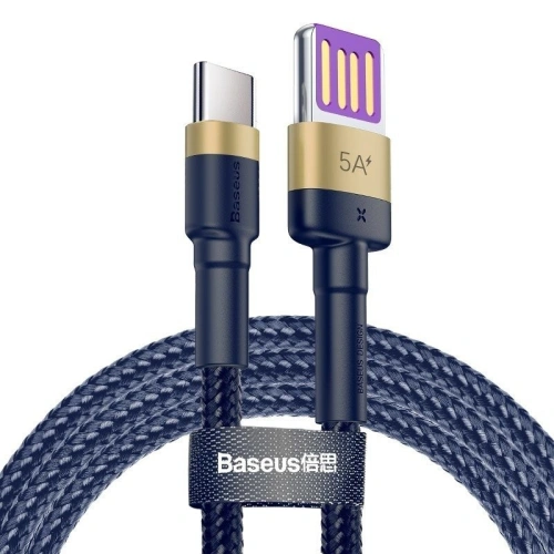 Kup Kabel USB-C Baseus Cafule Huawei SuperCharge, QC 3.0, 5A 1m (granatowo-złoty) - BSU694BLUGLD - {ean13} - Sklep Home Screen