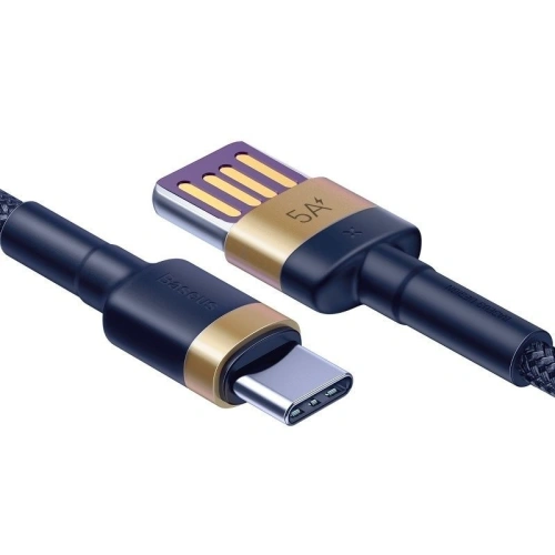 Kup Cablu USB-C Baseus Cafule Huawei SuperCharge, QC 3.0, 5A 1m (albastru-auriu) - BSU694BLUGLD - {ean13} - Sklep Home Screen