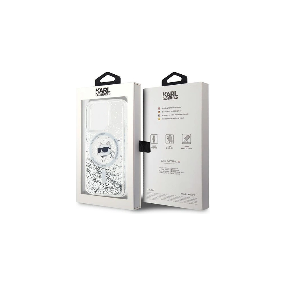 Etui Karl Lagerfeld KLHMP13LLGCHSGH Apple iPhone 13 / 13 Pro hardcase Liquid Glitter Choupette Head Magsafe transparent