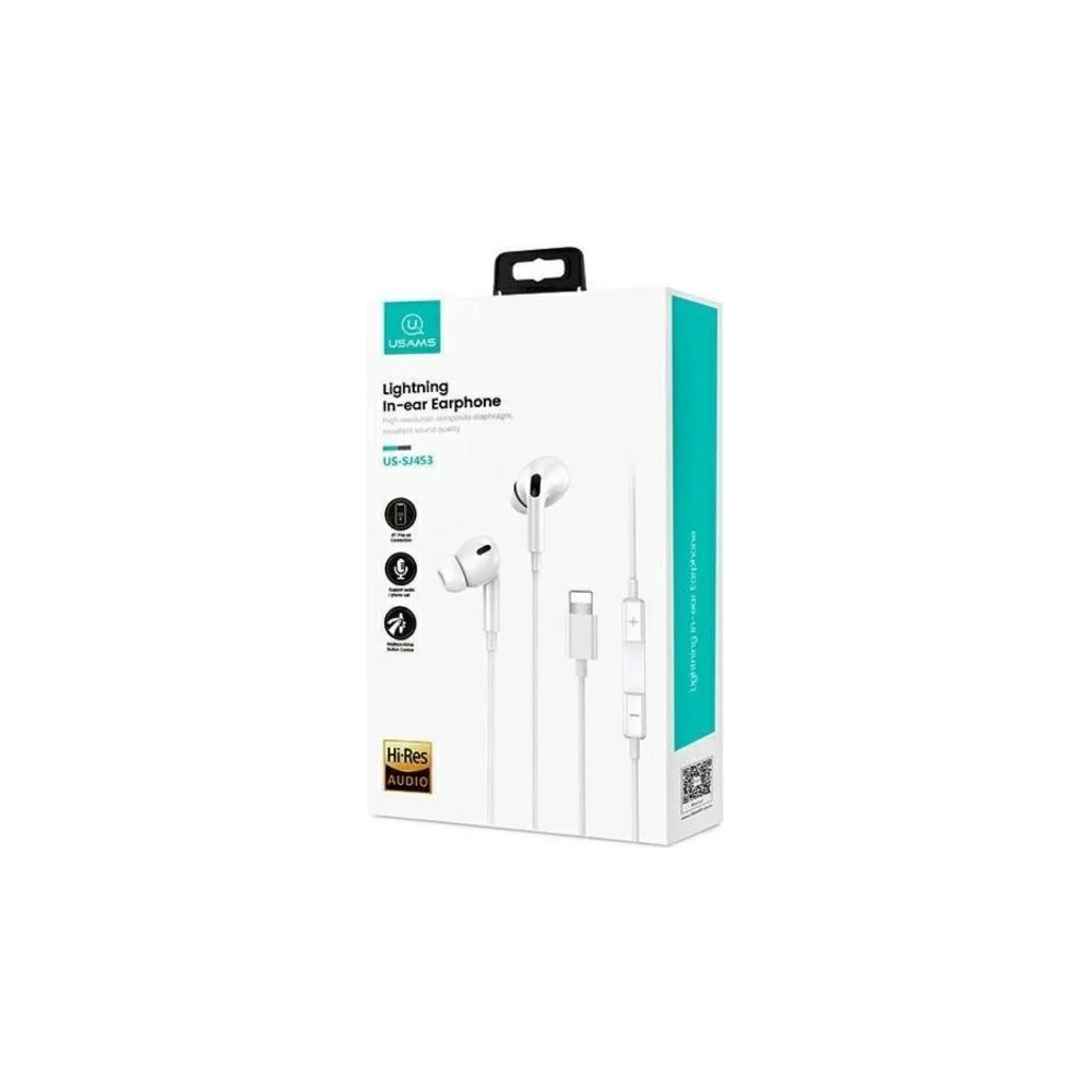 Słuchawki dokanałowe USAMS US-SJ621 EP-41 MAX lightning biały/white