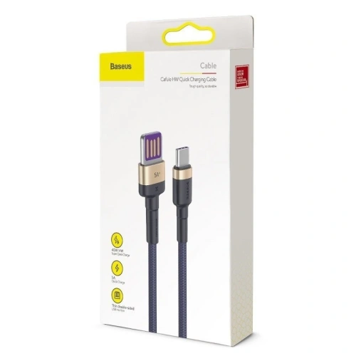 Kup Cablu USB-C Baseus Cafule Huawei SuperCharge, QC 3.0, 5A 1m (albastru-auriu) - BSU694BLUGLD - {ean13} - Sklep Home Screen