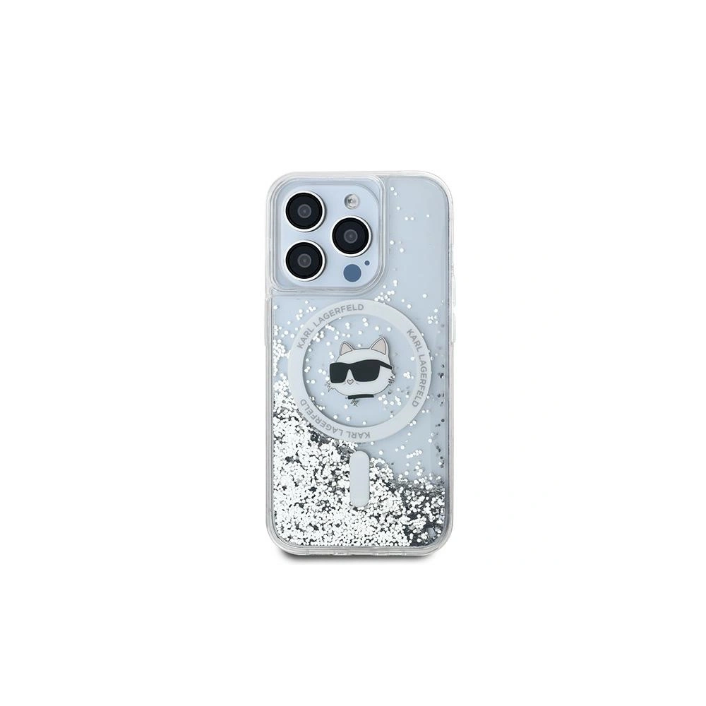 Etui Karl Lagerfeld KLHMP14XLGCHSGH Apple iPhone 14 Pro Max hardcase Liquid Glitter Choupette Head Magsafe transparent