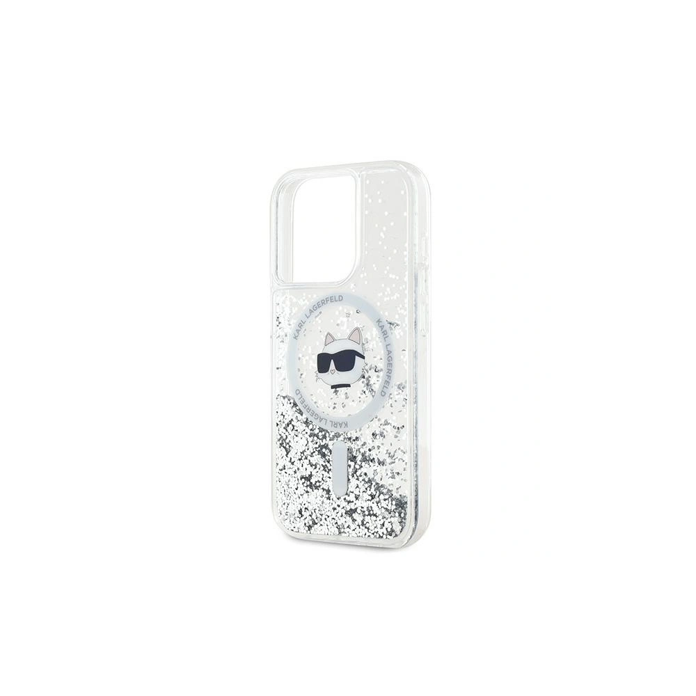 Etui Karl Lagerfeld KLHMP14XLGCHSGH Apple iPhone 14 Pro Max hardcase Liquid Glitter Choupette Head Magsafe transparent