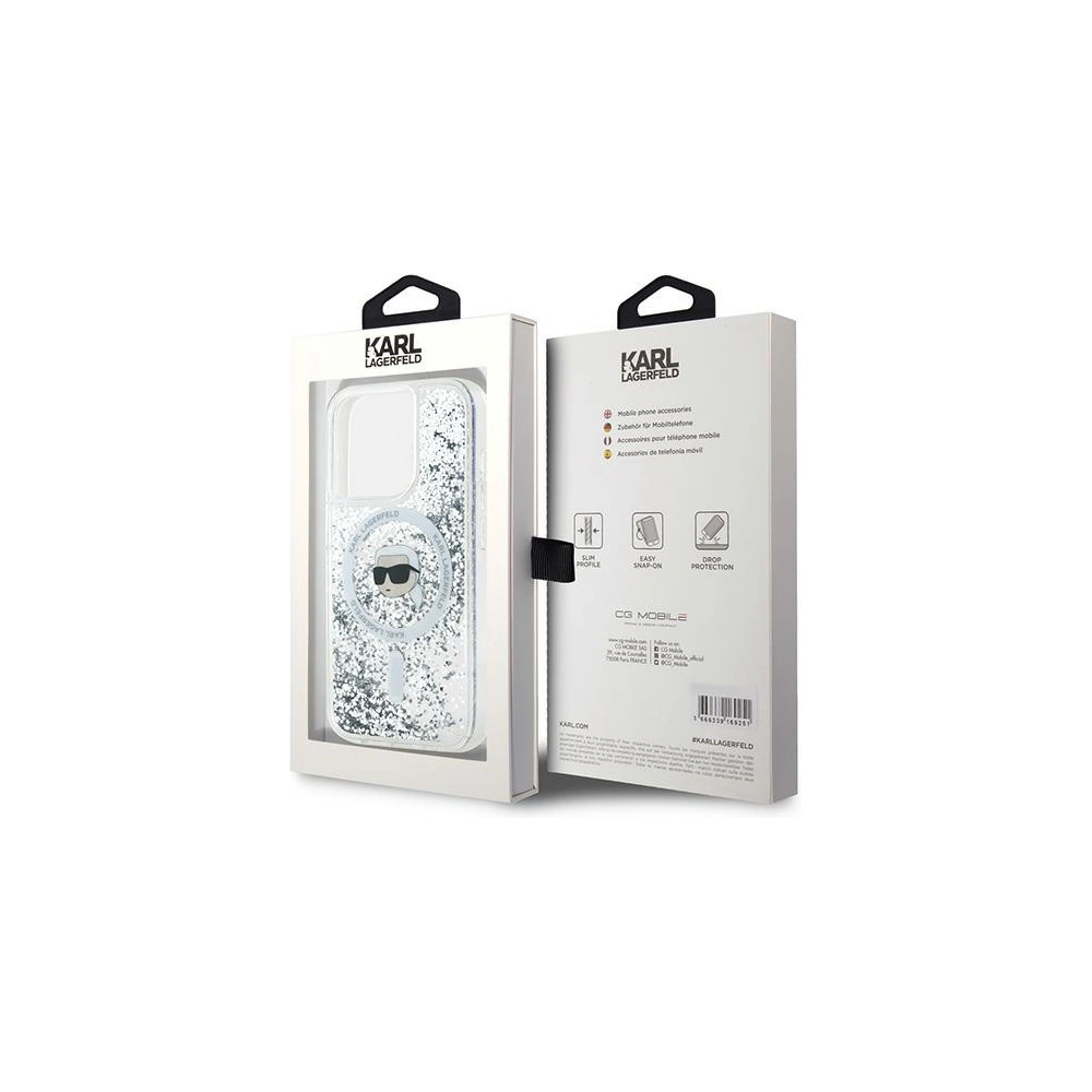 Etui Karl Lagerfeld KLHMP15LLGKISGH Apple iPhone 15 Pro hardcase Liquid Glitter Karl Head Magsafe transparent
