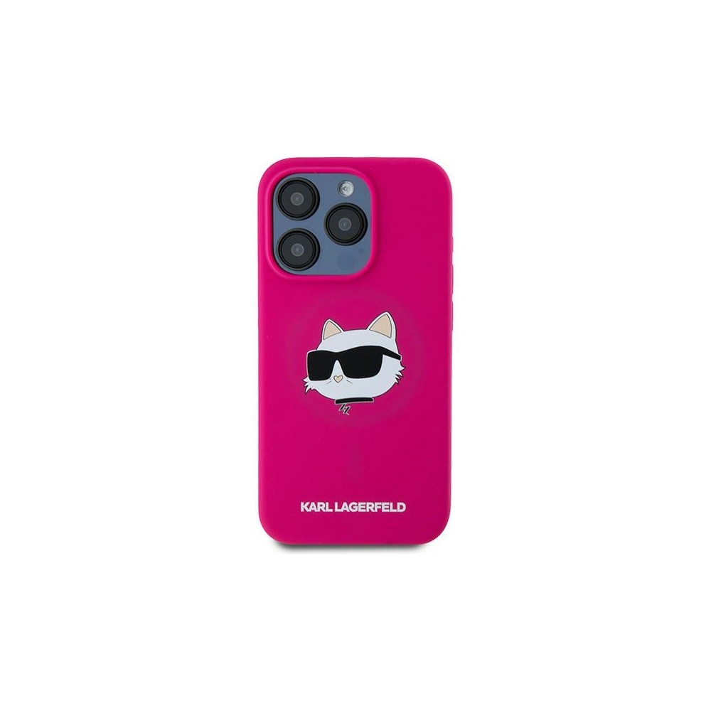 Etui Karl Lagerfeld KLHMP15LSCHPPLF Apple iPhone 15 Pro hardcase Silicone Choupette Head MagSafe różowy/fuschia