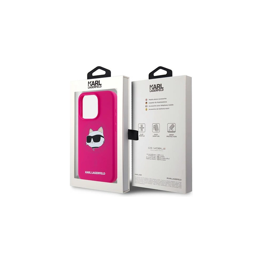 Etui Karl Lagerfeld KLHMP15LSCHPPLF Apple iPhone 15 Pro hardcase Silicone Choupette Head MagSafe różowy/fuschia