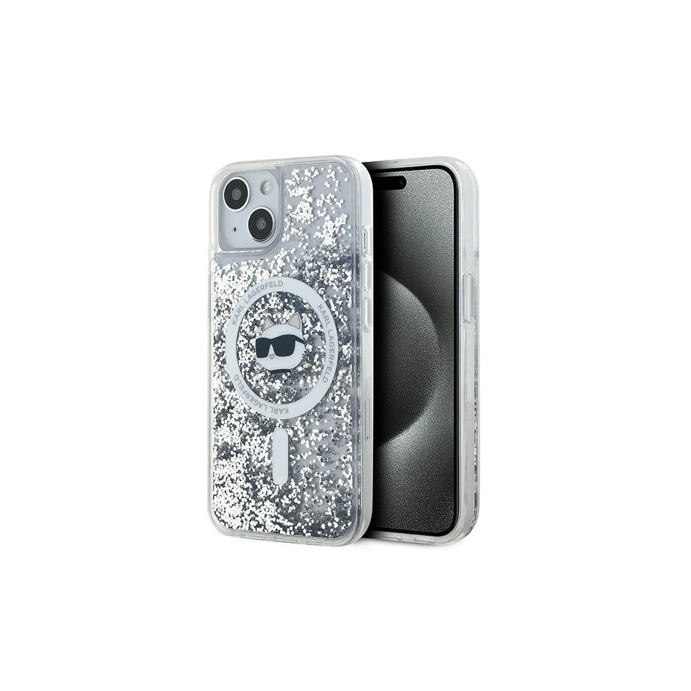 Etui Karl Lagerfeld KLHMP15MLGCHSGH Apple iPhone 15 Plus / 14 Plus hardcase Liquid Glitter Choupette Head Magsafe transparent